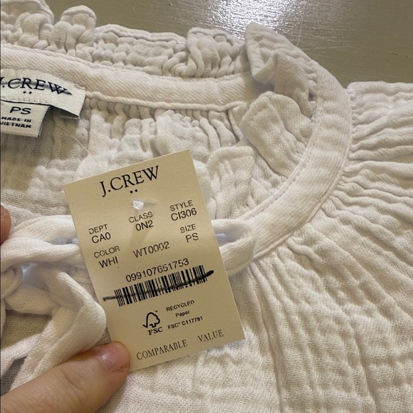 J. Crew Petite long-sleeve gauze tie-neck top Size Petite Small - Picture 5 of 11